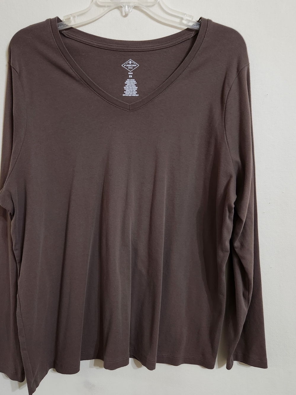 St. John's Bay Brown V-Neck Long Sleeve Tee